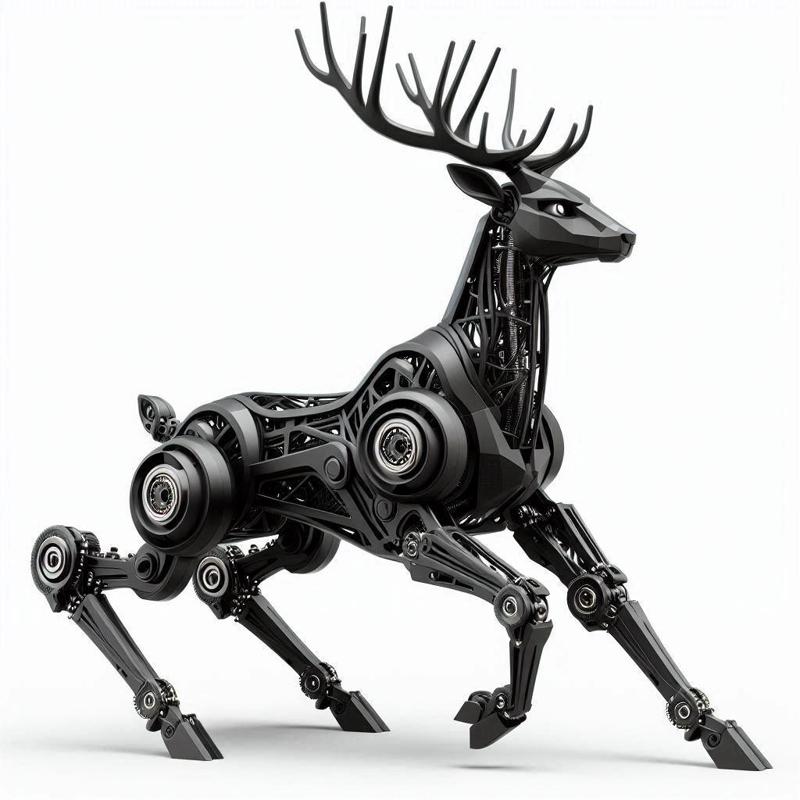 Robotic Deer 3D Print – Futuristic Deer with Horns Sculpture