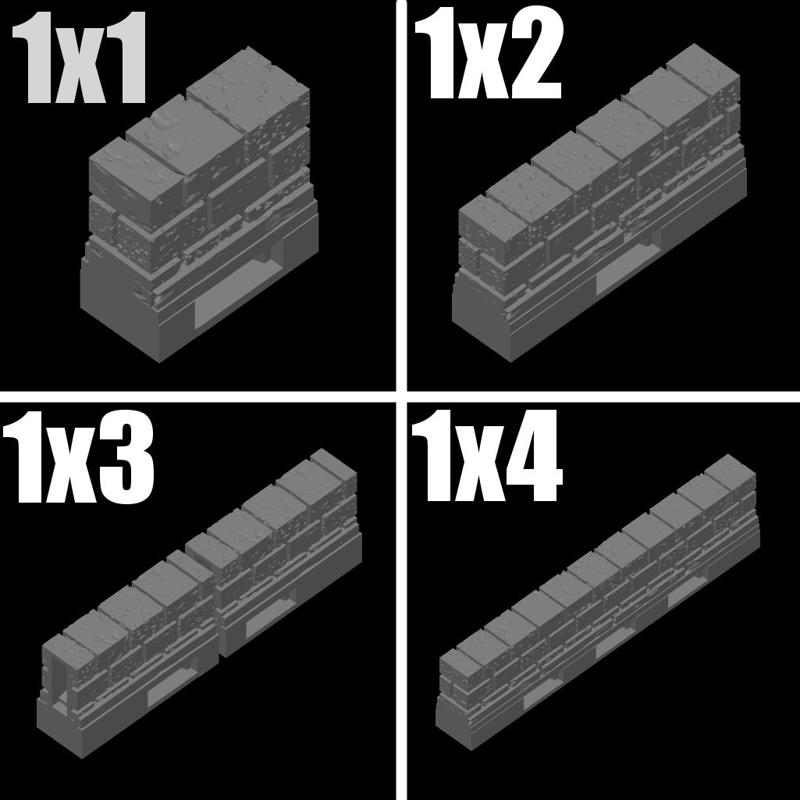 Low-Wall-Thick w/Base Set| Cut Stone | Openlock 25mm