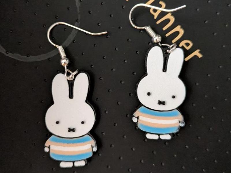 Miffy Earrings Trans Flag