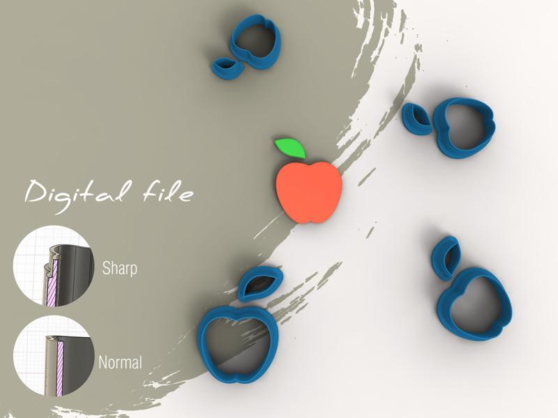 Apple Polymer Clay Cutter | Digital STL File | 5 Sizes | 2 Cutter Versions