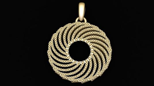 3D Gold Round Pendant 3D Printable Model