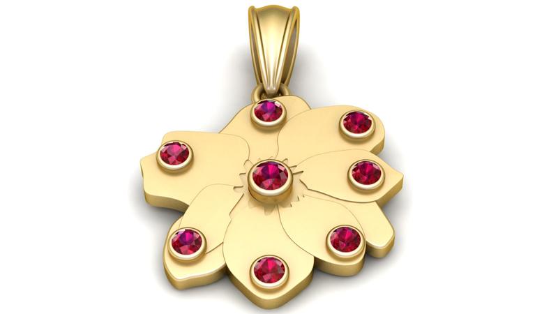 3D Gold Flower Pendant