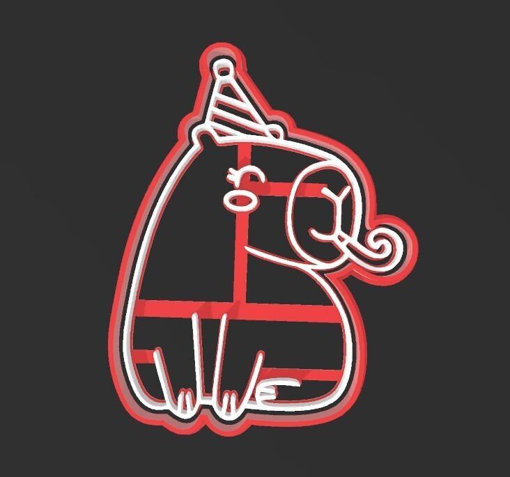 Birthday capybara, cookie cutter