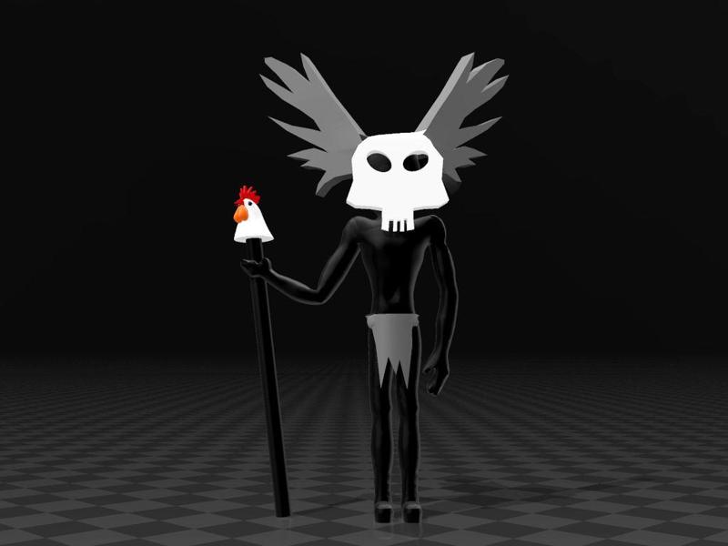 voodoo man with chicken stick character