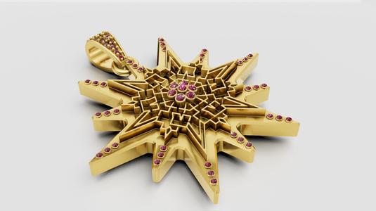 gold star pendant 3D printable model