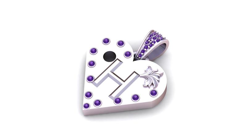 H GOLD HEART PENDANT3d printable model