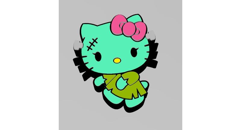 Kitty Frankenstein Halloween Zombie Straw Topper STL 10mm Straw Fit 20 30 or 40 oz Tumblers Large Straw Stanley Multi Color Layered