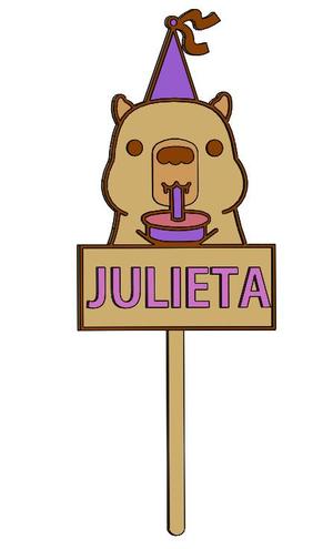 Cake Topper Capibara with name "Julieta".