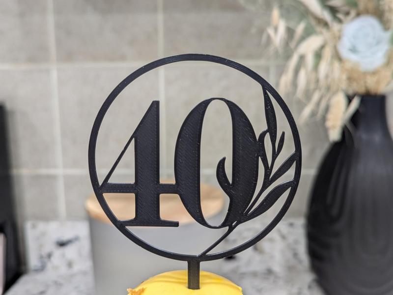 40th Birthday Cake Topper - Floral