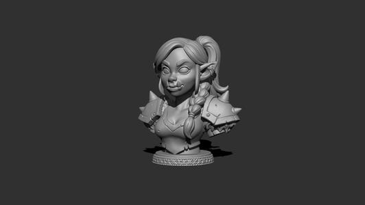 Orc Warrior Bust – Stylized Female Orc (3D Printable STL, 80mm)