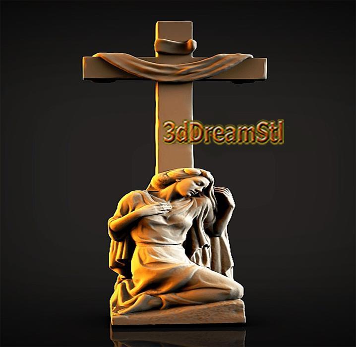 Woman at the cross STL model, CNC router engraver, artcam, Aspire, cnc files, wood, art, wall decor, CNC