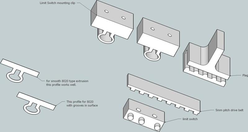 8020 clip profiles for snap mount in 8020 and similar extrusions