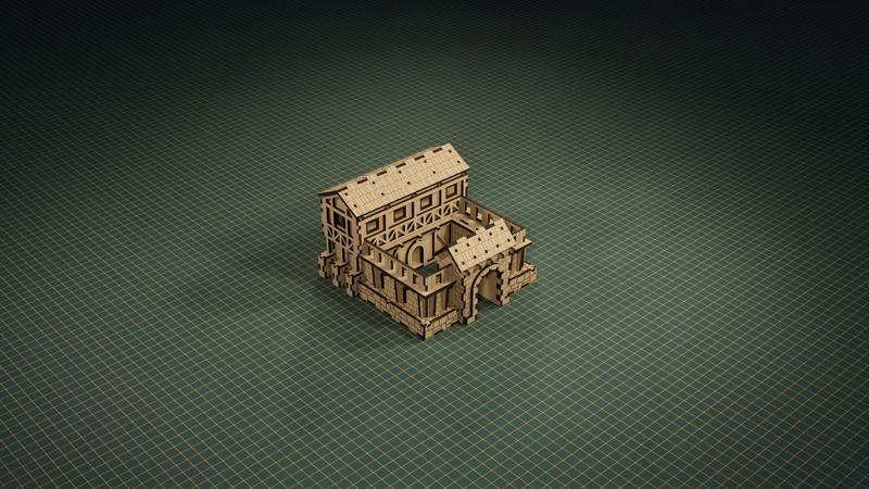 Lasercut - Medieval Barracks 3D Wood Puzzle