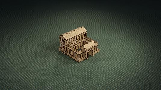 Lasercut - Medieval Barracks 3D Wood Puzzle