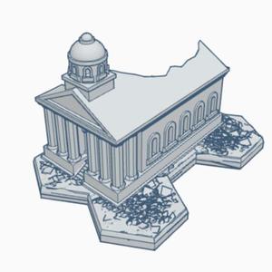 Modern Ruined Courthouse with Hex Base MRHB007