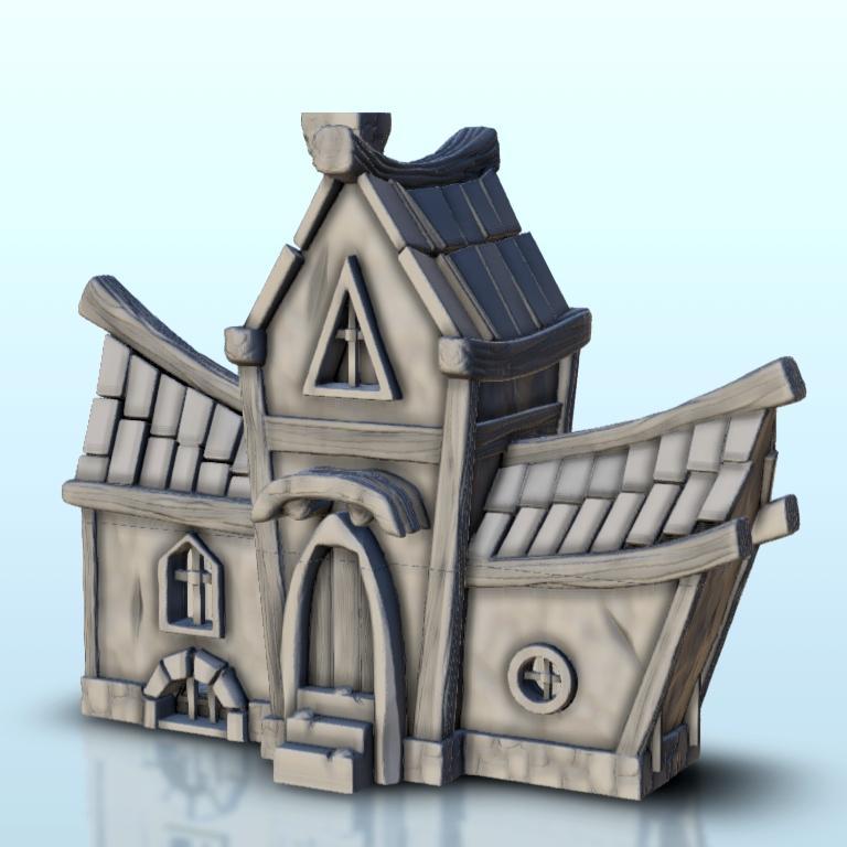 Medieval building with double roof 7 - Medieval scenery terrain wargame
