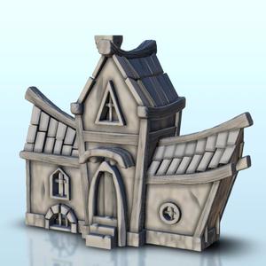Medieval building with double roof 7 - Medieval scenery terrain wargame