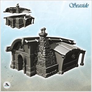 Medieval forge with stone fireplace and annex (1) - Pirate Jungle Island Beach Piracy Caribbean Medieval Skull Renaissance