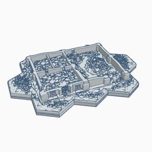 Modern Destroyed Police Station with Hex Base MDHB014