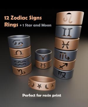 12 Zodiac Sign Rings and 1 extra Ring