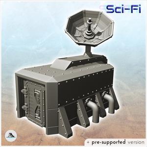 Futuristic command post with roof dish (1) - Future Sci-Fi SF Post apocalyptic Tabletop Scifi Wargaming Planetary exploration RPG Terrain