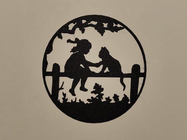 girl and cat silhouette