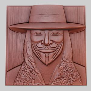V for Vendetta 3d printer relief medallion obj stl