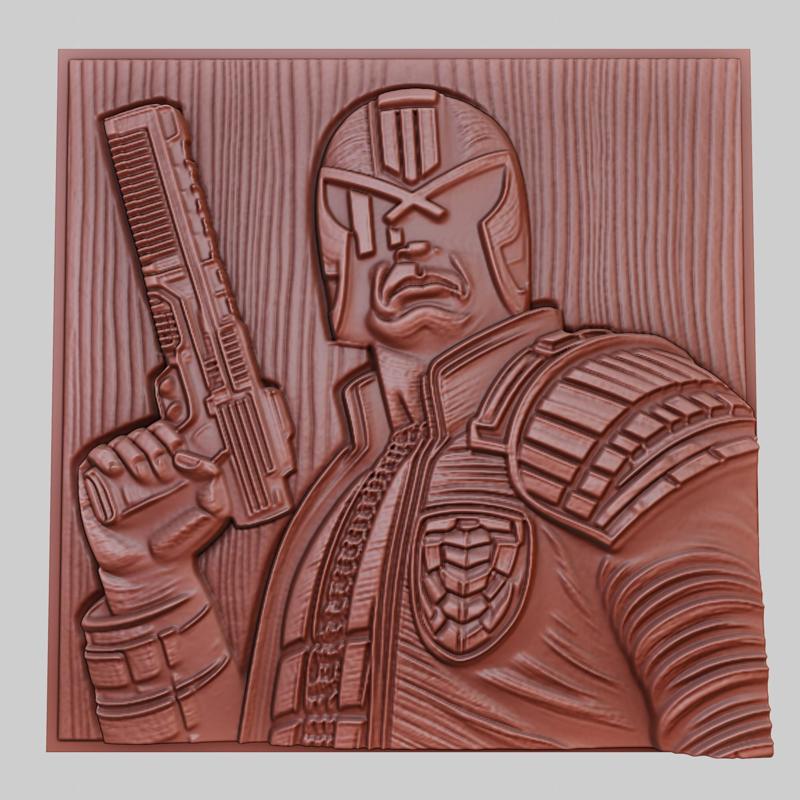 Dredd 3d printer relief medallion obj stl