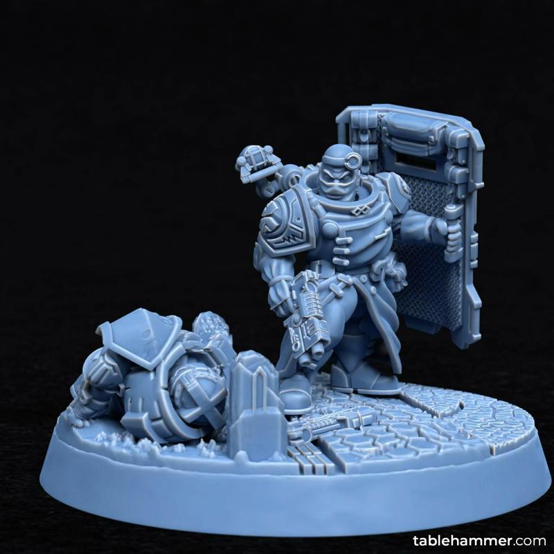 Forgeheart Medicus (space dwarf combat medic with shield)