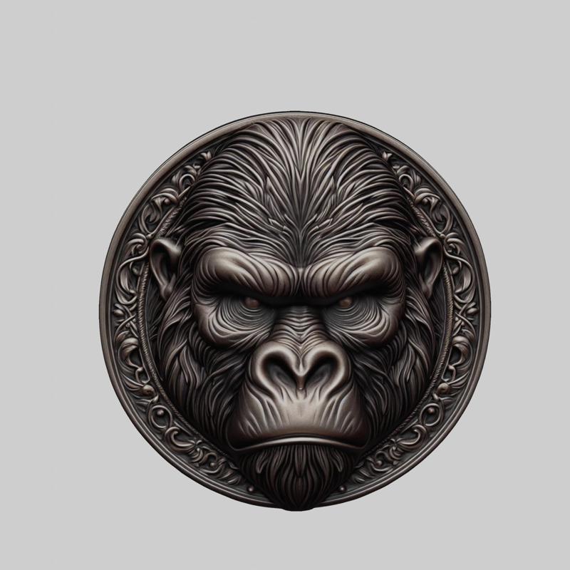 Gorilla Animal Head Gorilla Animal Medallion for CNC Router Laser & 3D Printer
