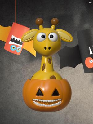 Cute cartoon halloween Giraffe in a Pumpkin