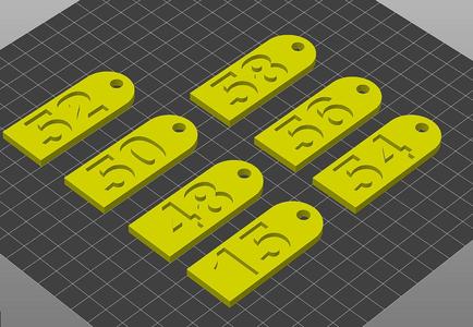 non-rounded keychains with numbers