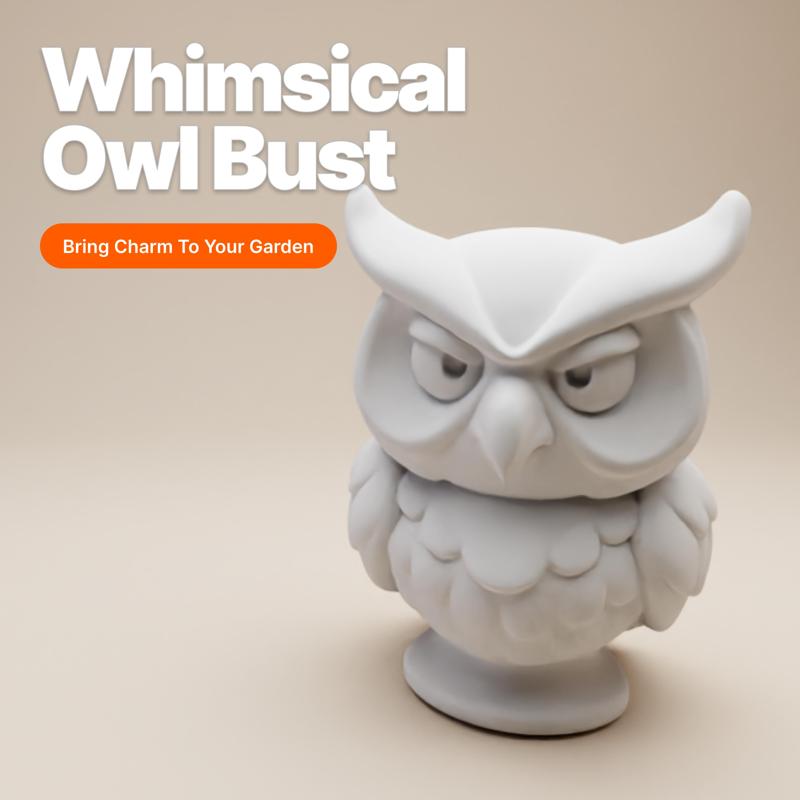 Owl Guardian Bust (Whimsical Clay Style)