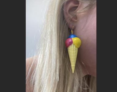 Earring Ice cream cone with ice.  Eistüte 6cm