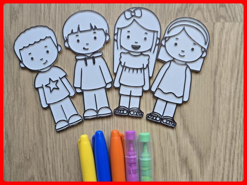 Cute Kids Boy Girl Family Diy Color No Ams Set 2