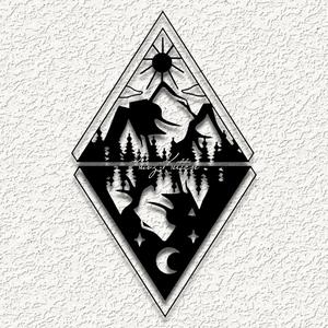 day night mountain panel set wall art home decor