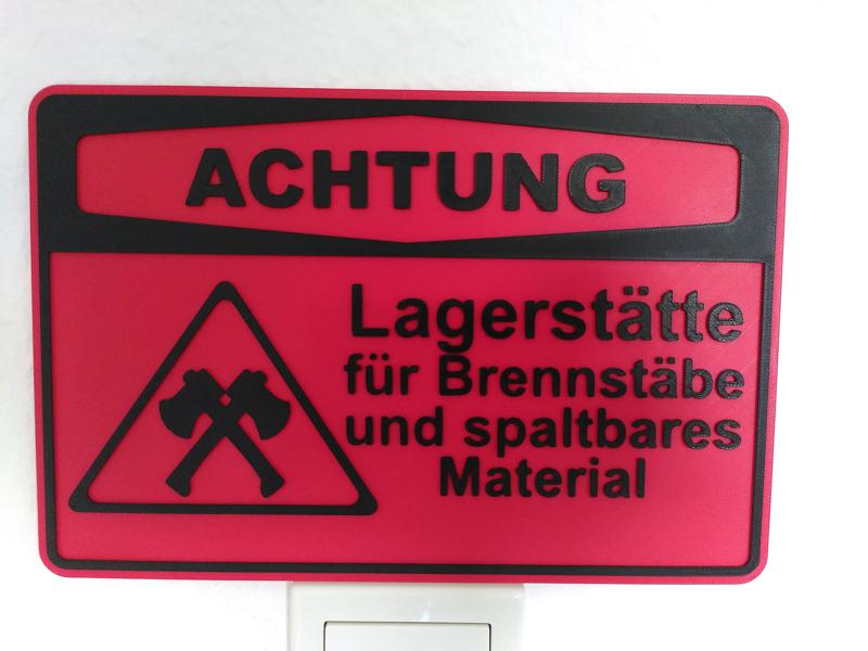 Schild Lagerstätte für Brennstäbe und spaltbares Material Brennholz Feuerholz Lager