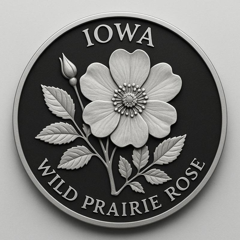 Iowa state flower wild prarie rose coin token wall art