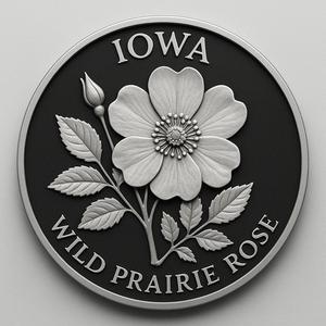 Iowa state flower wild prarie rose coin token wall art