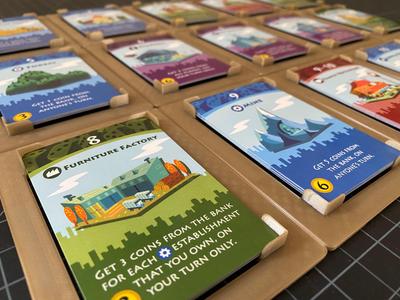 Card trays for Machi Koro boardgame