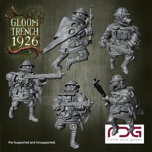 28mm British Empire Riflemen Advancing - Gloom Trench 1926