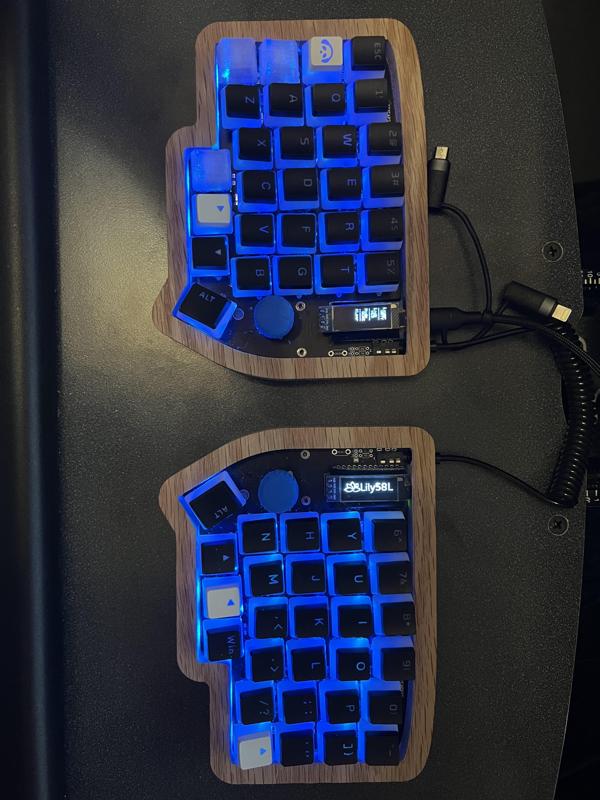 Lily58L Case With Underglow Light Holes and PCB Mounting Points