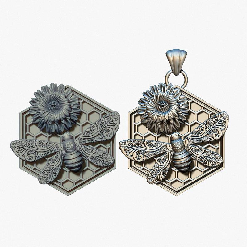 bee pendant with flower for casting