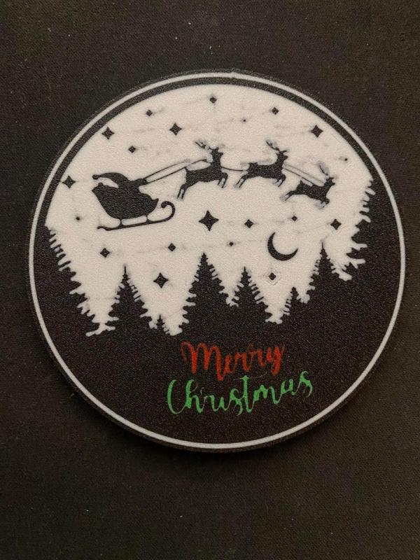 Merry Christmas Coaster and Wall Art