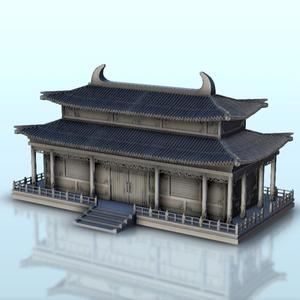 Asian house with two-story roof 19 - Asia Terrain Clash of Katanas Tabletop RPG terrain China Korea WW2
