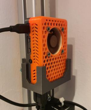 Case holder for "Malolo's Raspberry Pi 4 Model B Case" with fan