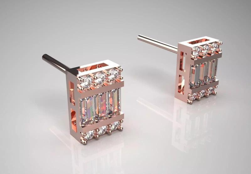 Luxury Yellow Gold Diamond Earrings je0110