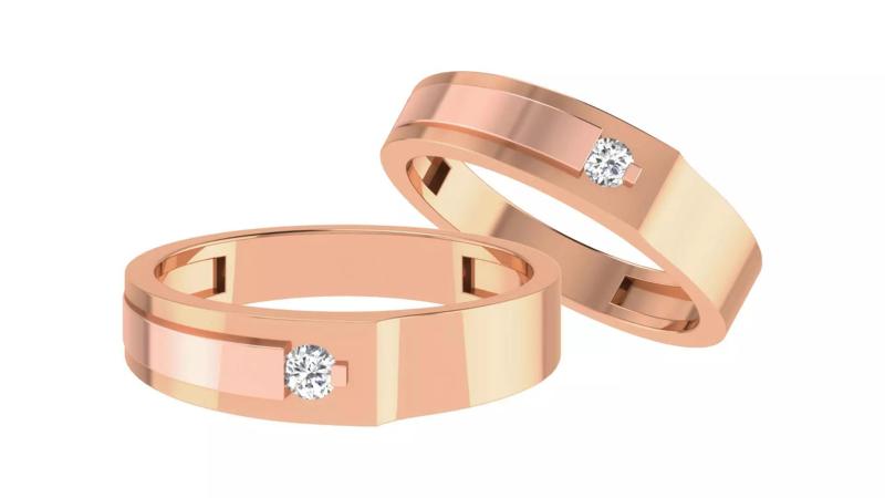 Couple Wedding Band Ring 3dm stl obj mtl gltf glb