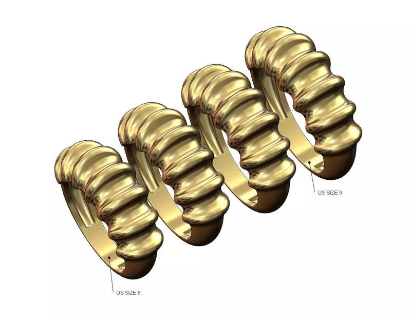 Undulated dome ring US sizes 6to9