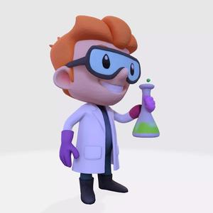 Cartoon Scientist 3D Model Print Ready